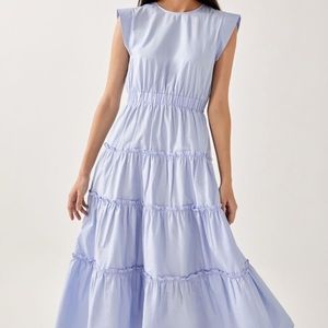 Love, Bonito Relia Ruched Tiered Maxi Dress Cotton Periwinkle Sz 2